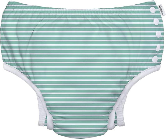 green sprouts Baby Toddler Eco Snap Swim Diaper - Mint Stripes - 6mo