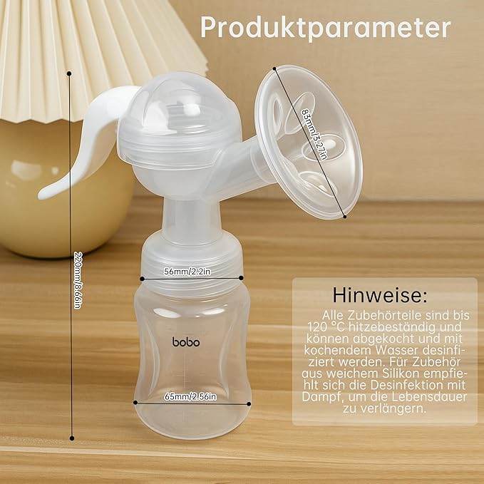 YOHKOH Manual Breast Pump with Silicone Cushion - Ultra Comfort & Quiet, BPA Free, 180ml (6oz) Milk Collector, Portable Breast Milk Catcher Baby Feeding Pumps