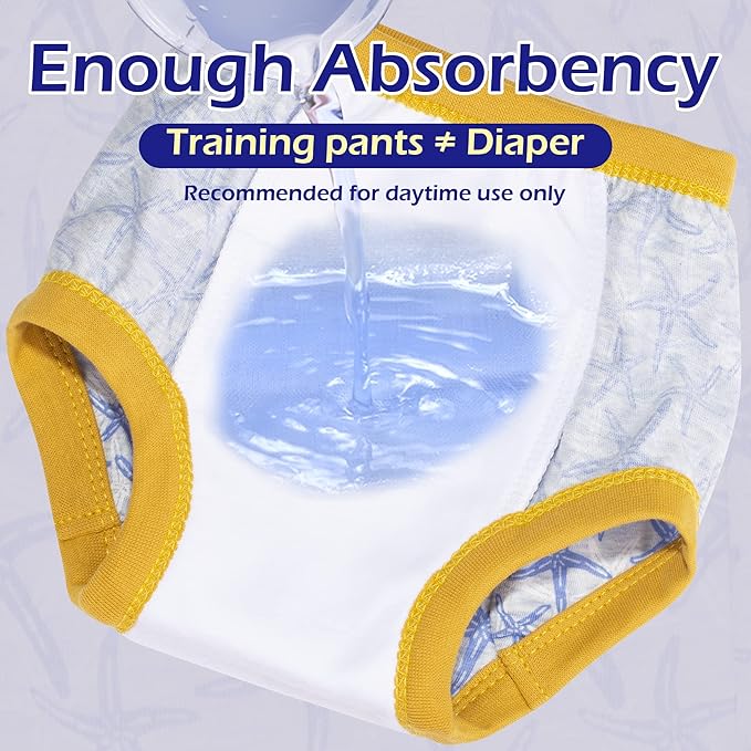 BIG ELEPHANT Potty Training Underwear, 100% Cotton Absorbent Unisex Toddler Pee Pants for Boys Girls
