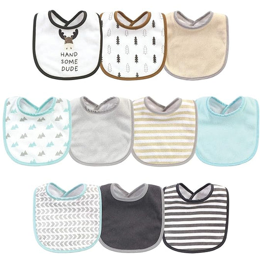 Hudson Baby Unisex Baby Cotton and Polyester Bibs, Handsome Moose, One Size
