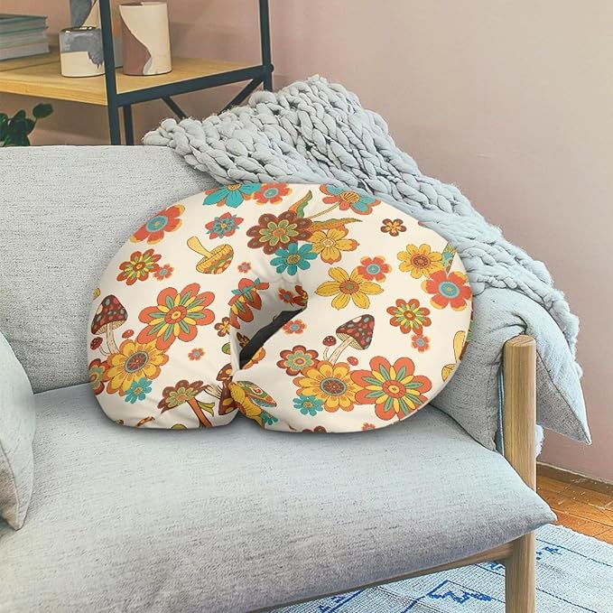 Hippie Flower Nursing Pillow Cover,Ultra-Soft Stretchy Removable Slipcover for Breastfeeding Pillows for Baby Boys Girls