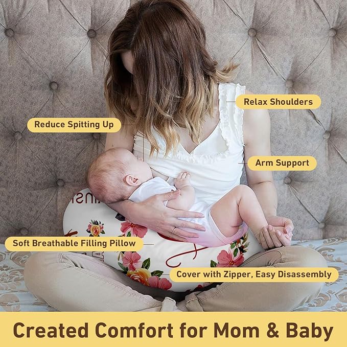 Dyoart Baby Nursing Pillow Cover,Custom Name Soft Nursing Covers,Breastfeeding Pillow Slipcover for Bottle Feeding,Custom Gifts for Toddler Infant(23"x19"x5.5")(one Size)