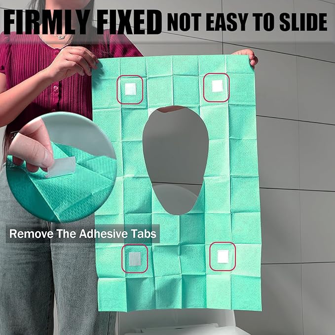 Rgqphantom 80 Pack Toilet Seat Covers Disposable 16x24 Inch XL Portable Toilet Liners Travel Seat Cover for Outdoors,Hotel, Hospital, Travel, Public Toilet Seat Cover (80pack, GREEN)