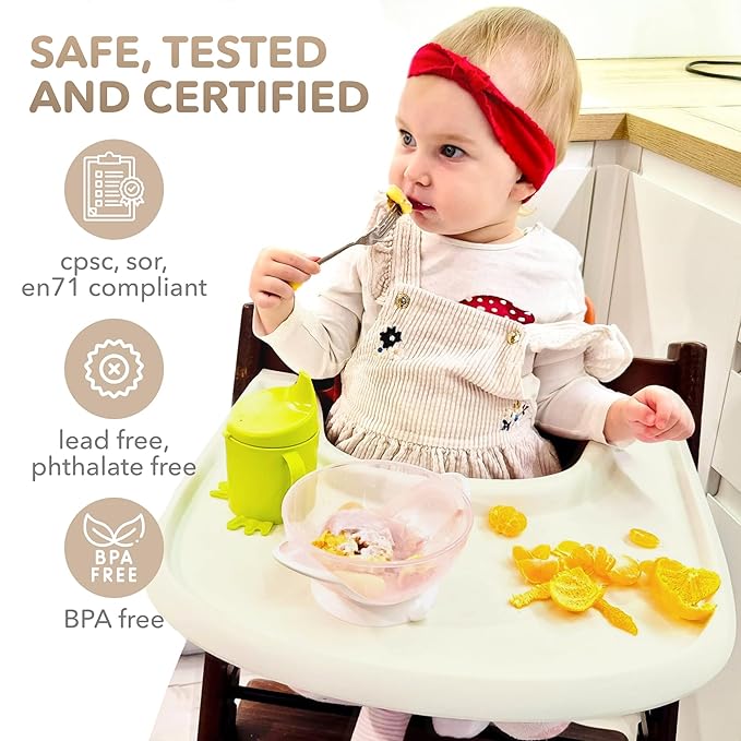 High Chair Tray Compatible with Stokke Trip Trap Chair, Glossy Milky Color - Ergonomic Curved Design Accessory - BPA-Free, Easy to Assemble