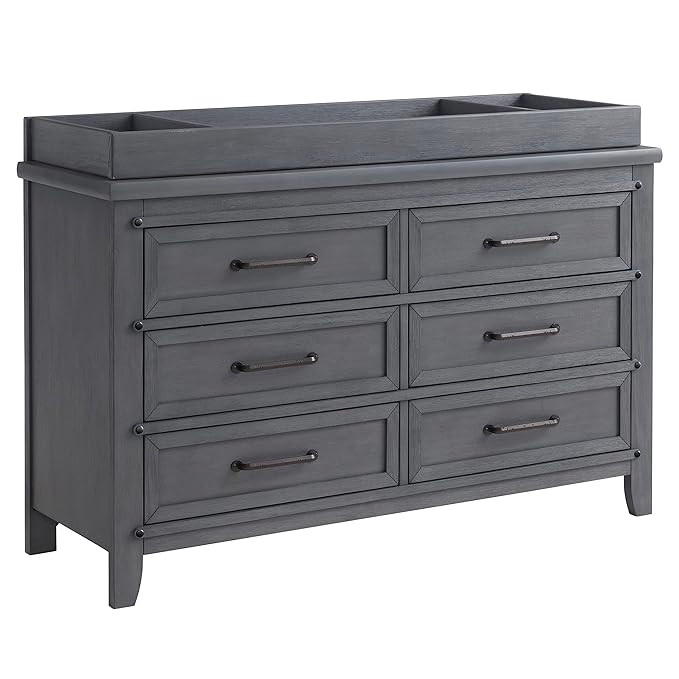 Soho Baby 49065570 Ellison Premium Changing Topper for 6-Drawer Dresser, Wire Brush Ash Gray Finish