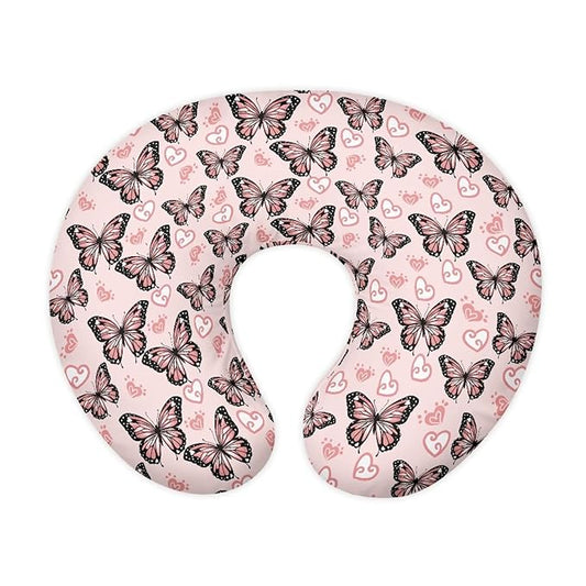 Pink Butterfly Nursing Pillow Cover for BAB, Stretchy Breastfeeding Pillow Slipcover for Bottle Feeding, Easy to Clean Custom Gifts for Toddler Infant