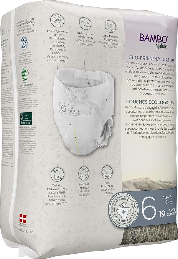 Bambo Nature Premium Training Pants - French/English Packaging, Size 6, 95 Count