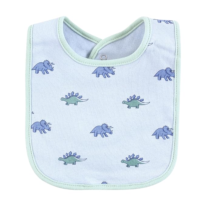 Hudson Baby Unisex Cotton Bibs, Pastel Dino, One Size