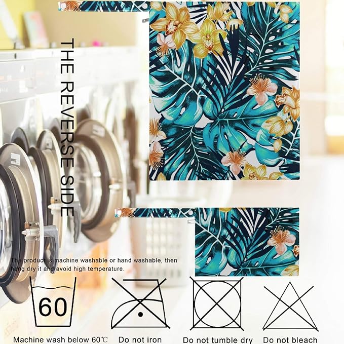 visesunny Blue Palm Leaf Flower Floral 2Pcs Wet Bag with Zippered Pockets Washable Reusable Roomy for Travel,Beach,Pool,Daycare,Stroller,Diapers,Dirty Gym Clothes, Wet Swimsuits, Toiletries