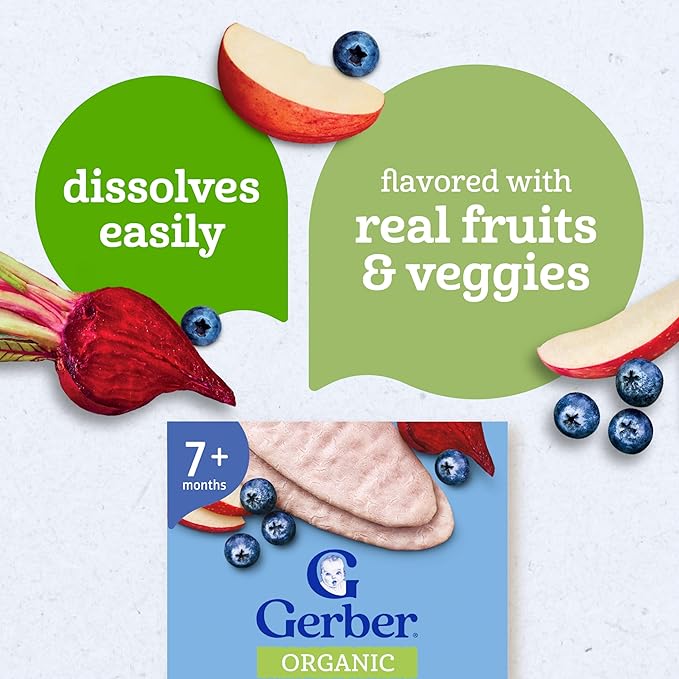 Gerber Teethers, Blueberry Apple Beet Organic Teething Wafers, Baby Teething Snacks, 6PK