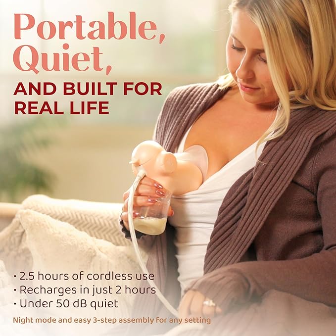 Annabella Single Breast Pump - Innovative Baby Tongue Simulation Electric Breast Pump, Adjustable Shield (18–24mm), Quiet, Comfortable & Portable