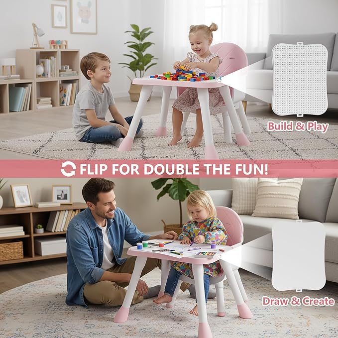 6 in 1 Baby High Chair for Babies and Toddlers, Booster Seat, Kids Learning Table & Chair (Pink)