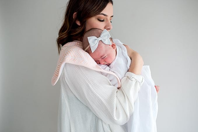 Copper Pearl Baby Burp Cloths for Boys & Girls - Cotton Burp Cloths Baby Girl & Boy, 3 Pack Soft Spit Up Rags, Extra Absorbent Layers for Newborn, Infant Towels, 21x10 in - Blush Set