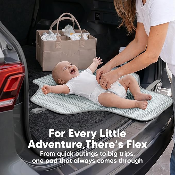 KeaBabies Portable Changing Pad for Baby, Travel – 26 x 21 Wipeable, Waterproof, Foldable Baby Diaper Changing Mat for Diaper Bag, Caddy, Car, Bed, Newborn, Compact Changer Mat Station (Classic Gray)