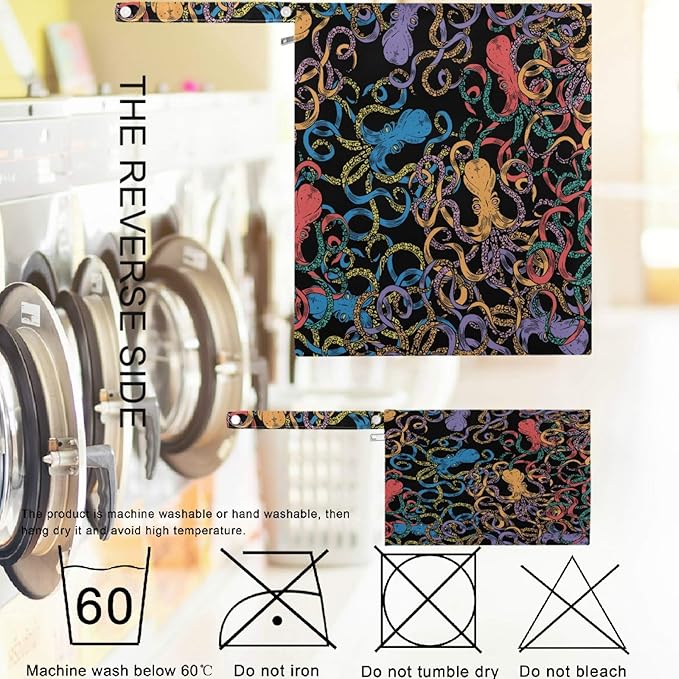 visesunny Colorful Octopus Animal Black Pattern 2Pcs Wet Bag with Zippered Pockets Washable Reusable Roomy for Travel,Beach,Pool,Daycare,Stroller,Diapers,Dirty Gym Clothes, Wet Swimsuits, Toiletries