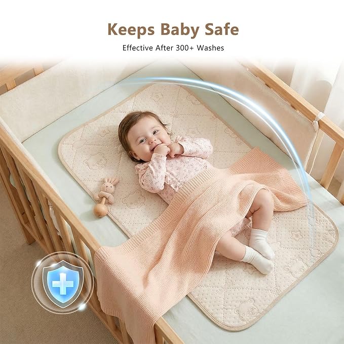 Cotton Baby Diaper Changing Mat - Waterproof & Portable Diaper Changing Pad for Baby Travel or Home, Foldable Mat Fits Perfectly in Diaper Bag, 27 x 20 inches