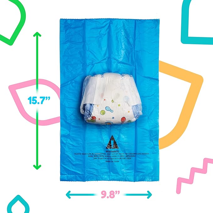 Toolik Diaper Bag Dispenser with 105 Disposable Unscented Waste Bags (7 Refill Rolls) for Baby and Toddler Poop or Dirty Clothes, Essential for Travel and Quick Change on The Go (3D Cubes)