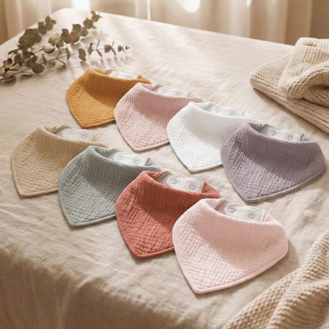Muslin Baby Bibs 8 Pack, Baby Bandana Drool Bib for Drooling and Teething, Cotton Soft Absorbent for Girls Boys Medieval Style