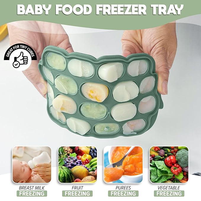 O’doe Baby Popsicle Molds Teething Set (18-Hole) - Fruit Pacifier Feeder with 1 Clip, 1-Pack Freezer Tray with Lid and 6 Extra Pacifiers, Teething Popsicle Mold BPA-Free