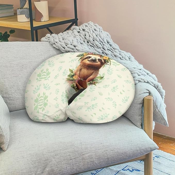 Sloth Nursing Pillow Covers for Breastfeeding Pillow U-Shaped Nursing Slipcover Breastfeeding Pillow Case Soft and Skin-Friendly Xmas Decor