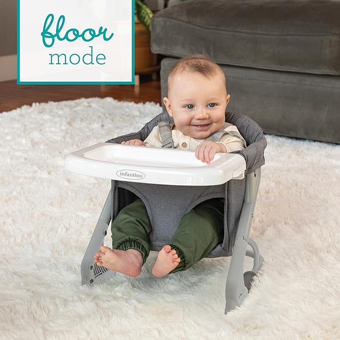 Infantino the Ultimate Travel Booster, Versatile and Travel-Friendly Booster, High Chair and Seat for On-the-Go Families, Gray