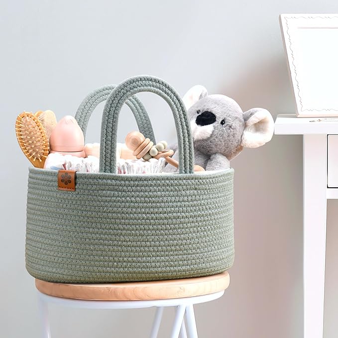 PeraBella Baby Diaper Caddy Organizer for Changing Table, Baby Storage Basket for Diapers and Baby Wipes, Gift for Baby Shower, Car Caddy Organizer, Nursery Diaper Organizer, Portable Diaper Storage