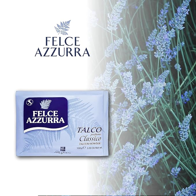 Felce Azzurra Classico Body Powder in Bag - Natural Pure Talcum Powder - No Preservatives or Dyes - Dermatologically Tested - Pack of 12 (12 x 100 g)