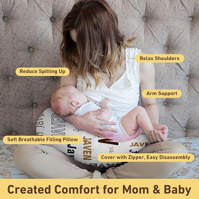 Dyoart Baby Nursing Pillow Cover, Custom Breastfeeding Bottle Pillow Slipcover, Personalized Gift for Infant Boys Girls, Ultra Soft Comfortable,Football Pattern(one Size)