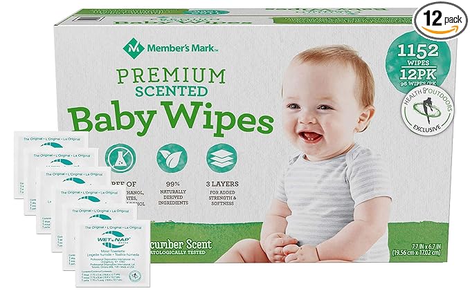 HAO M Mark Premium Green Tea & Cucumber Scented Baby Wipes (1152 Count) W/Moist Towelettes