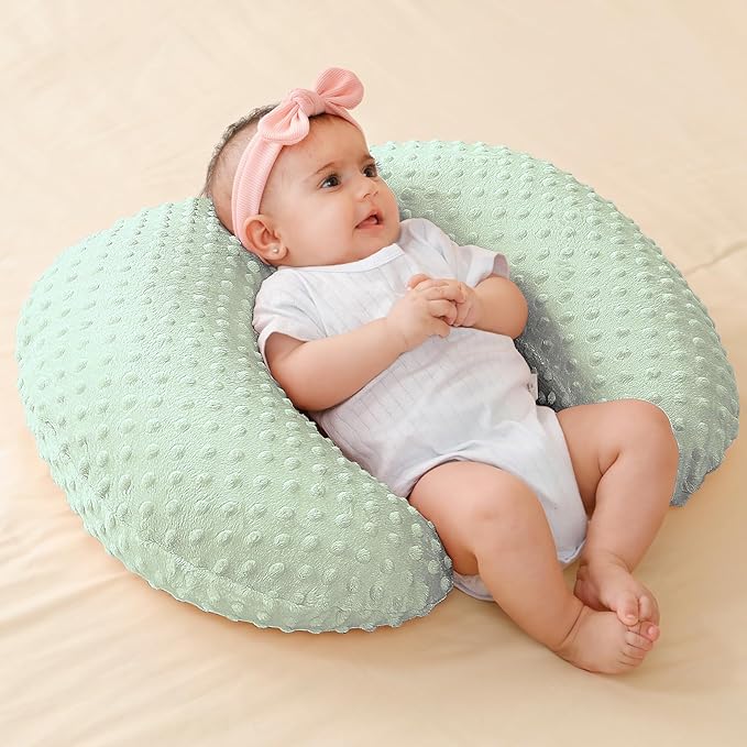 Nursing Pillow Cover Breastfeeding Pillow Cases Plush Dot Slipcover Pillow Sham (Green)