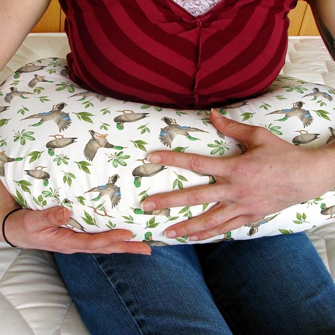 Wild Ducks Green Leaves Baby Nursing Pillow Covers for Boy Girl Green Mallard Ducks Nursing Pillowcase for Breastfeeding Pillows Duck Hunting Animals Soft Stretchy Slipcovers for Newborn Infant