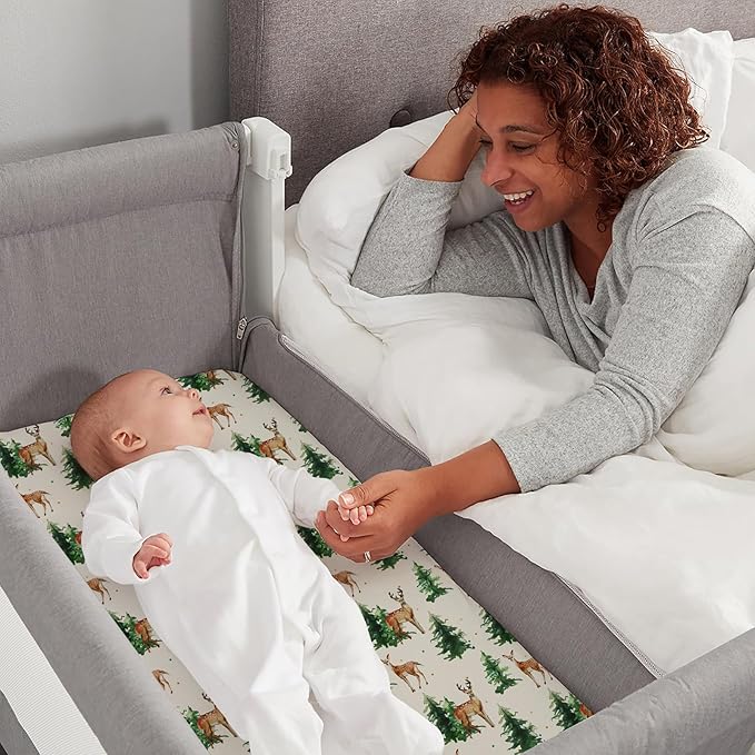 Stretch Fitted Bassinet Sheet Set BROLEX 2 Pack Cradle Sheets for Bassinet Pad/Mattress,Unisex Boys Girls,Ultra Soft,Sika Deer Foliage