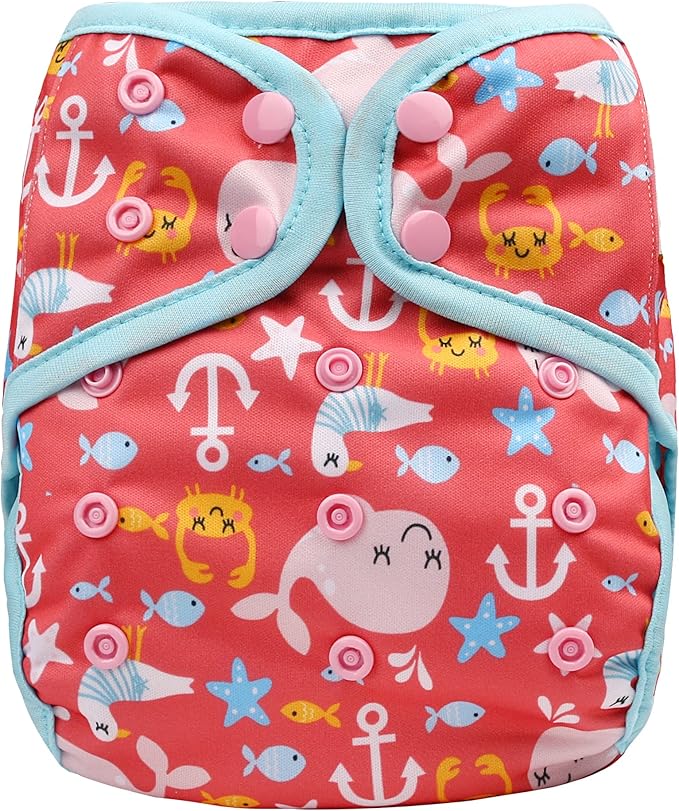 OsoCozy One Size Cloth Diaper Covers - Adjustable Snap Fit & Double Leg Gussets for Baby Boys & Girls from 8-35 Pounds. Use with Prefold, Flat or Fitted Cloth Diapers or Snap-in Inserts.