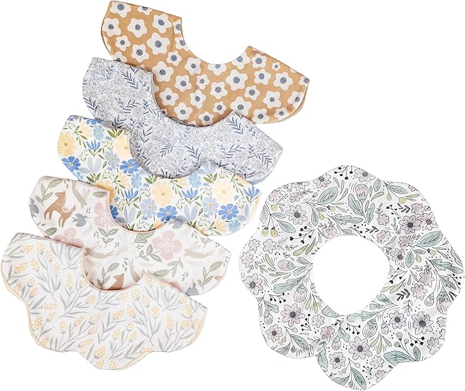 JUVA 6-Pack Organic Cotton Baby Bibs, Absorbent & Reversible, 360° Rotating Drool Bibs for Boys & Girls 0-24M