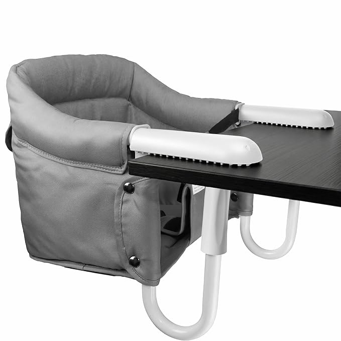 Portable Hook on High Chair for Baby & Travel Toddler from 6-36 Months – Clip on Baby Seat for Table – Fast Table Chair for Travel & Dining– Including Storage Bag - Gray