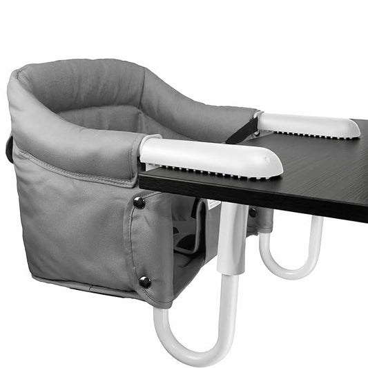Portable Hook on High Chair for Baby & Travel Toddler from 6-36 Months – Clip on Baby Seat for Table – Fast Table Chair for Travel & Dining– Including Storage Bag - Gray