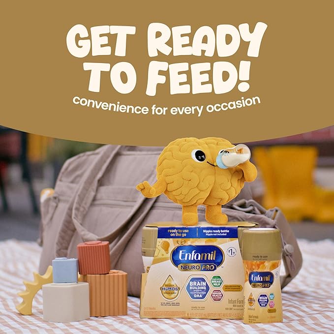 Enfamil NeuroPro Ready-to-Use Baby Formula, Ready to Feed, Brain and Immune Support with DHA, Iron and Prebiotics, Non-GMO, 32 Fl Oz Bottle, Pack of 6