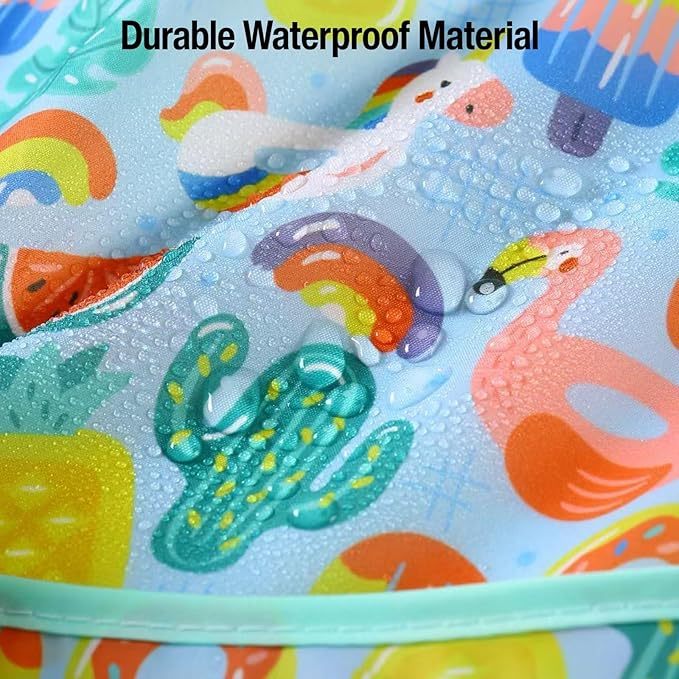 PandaEar 5 Pack Baby Bibs for Boys & Girls, Waterproof Adjustable Mealtime Bibs for Toddler 6-24 Months, Lightweight Soft