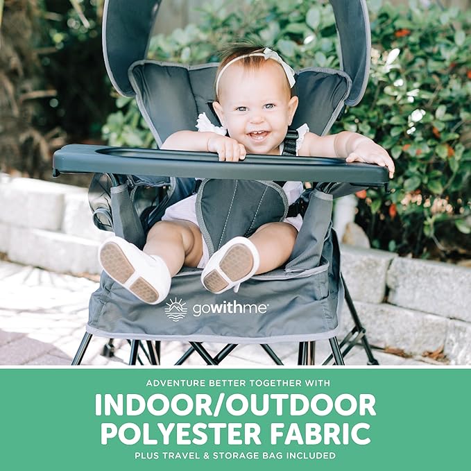 Baby Delight Go with Me Jubilee Deluxe Portable Chair | Indoor and Outdoor | Sun Canopy | Grey