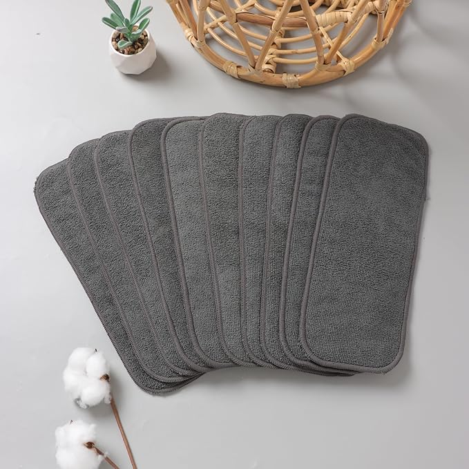 10pcs Reusable Soft 3 Layers Inserts for Baby Cloth Diaper,High Absorbing Washable Liners (10pcs-Grey Inserts)