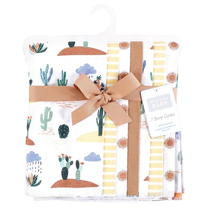 Hudson Baby Unisex Baby Flannel Burp Cloth 7pk, Fun Desert, One Size