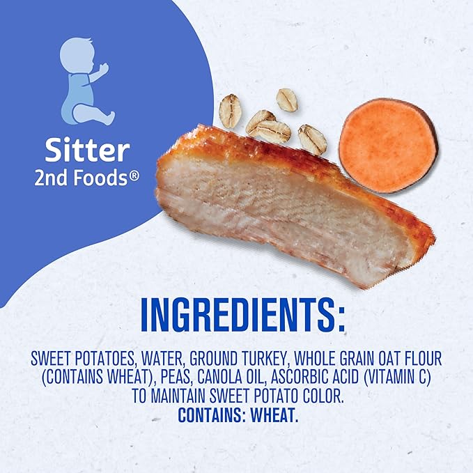 Gerber Stage 2 Baby Food, Sweet Potato Turkey with Oats Puree Tub, Nourishing Blends, No Added Colors or Flavors, Baby Puree, 16-Pack