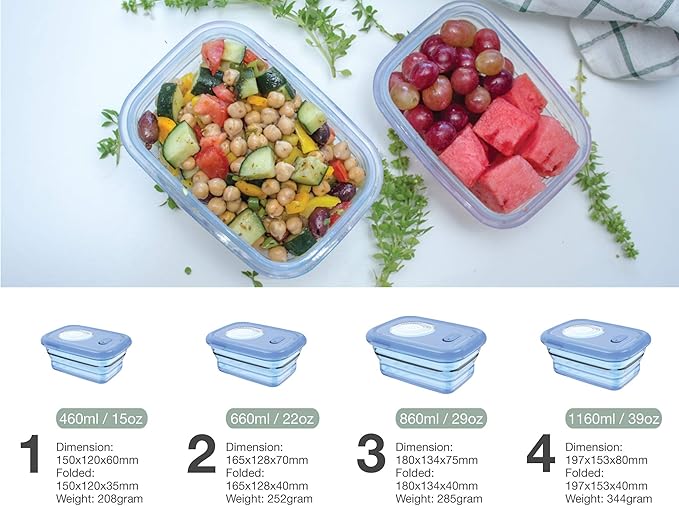 Minimal Reusable Silicone Food Storage Containers