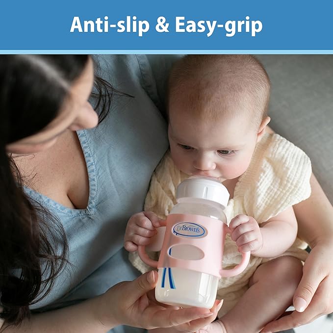 Dr. Brown’s Milestones 100% Silicone Baby Bottle Handles, Wide-Neck, Ecru, 1-Pack