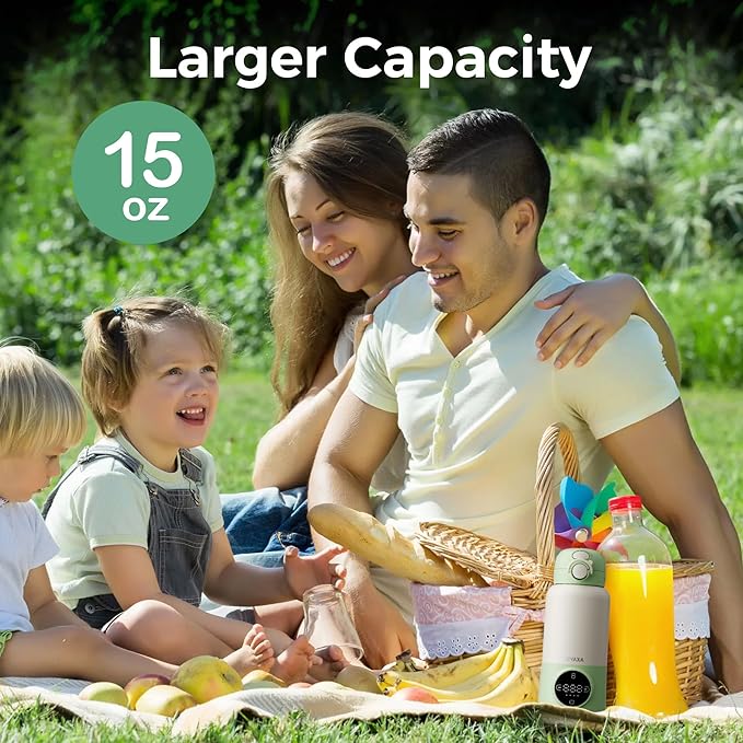 HEYAXA Portable Bottle Warmer for Travel, 15oz Capacity Baby Bottle Warmer with Fast Heating, 12000mAh Battery & Fast Charger, Pasteurization for Hygiene, Precise Temp Control, Leak-Proof