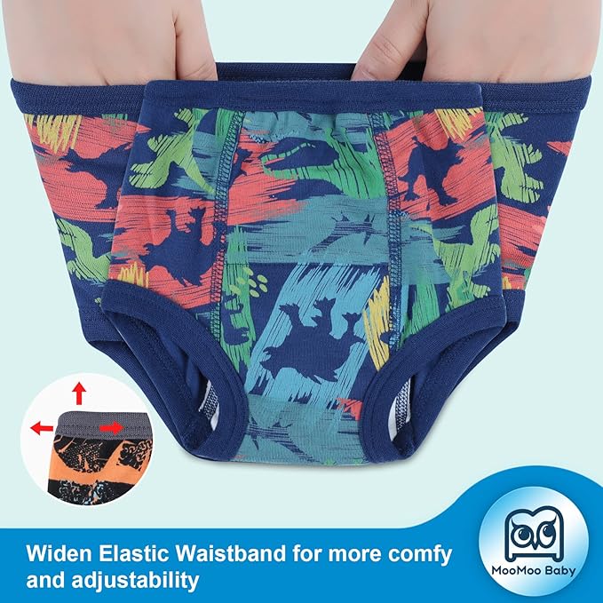 MooMoo Baby Training Underwear 4 Packs Absorbent Toddler Potty Training Pants for Boys and Girls-Cotton Animal Print 2T-6T