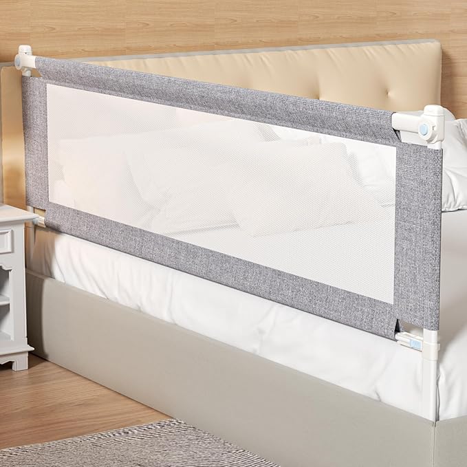 Bed Rail for Toddlers,1-Piece Height Adjustable Bed Guard Rail for Toddlers, Kids Safety Guard Rails for Twin Full Queen King Size (Gray, 1 Piece Side:39")