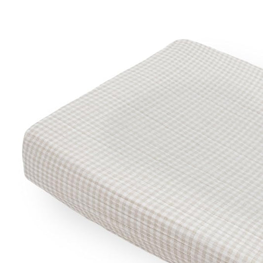 Little Unicorn Changing Pad Cover for Newborns & Infants | Soft & Breathable Muslin Fabric | Baby Diaper Changing Table Pad Cover (Tan Gingham)