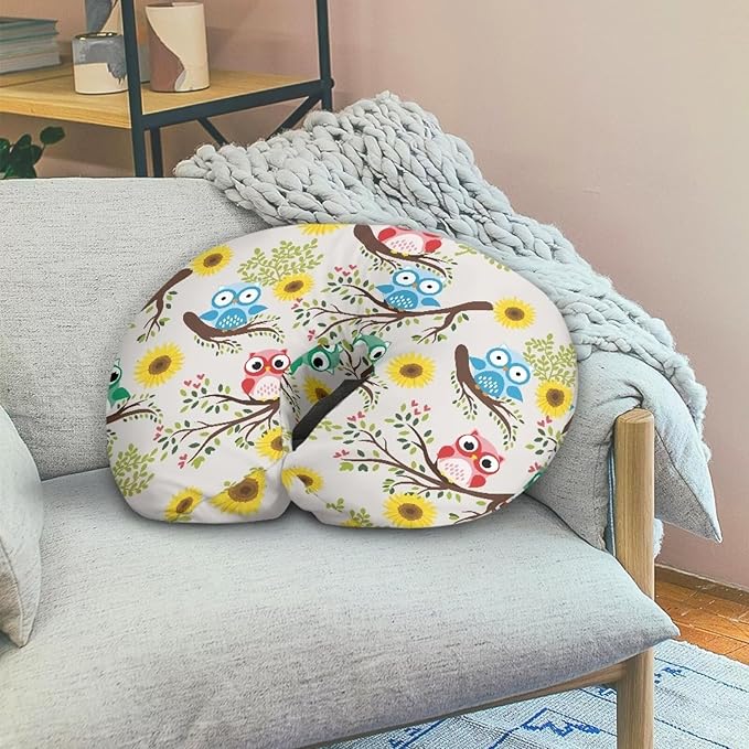 Nursing Pillow Cover for Breastfeeding Pillow Owl Floral Nursing Pillow Slipcovers, Breastfeeding Pillow Cover Boys Girls, Perfect Newborn Choice for Mom or Baby