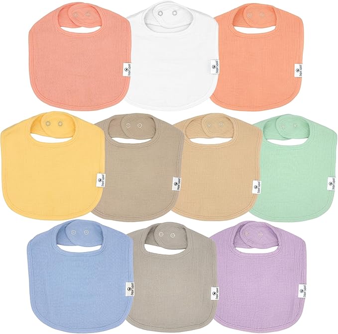 DiaperSquad's 100% Organic Cotton Baby Drool Bibs, Super Absorbent & Adjustable Baby Bibs for Drooling and Teething